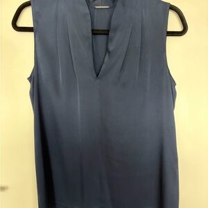Tahari Navy Silk Sleeveless Blouse